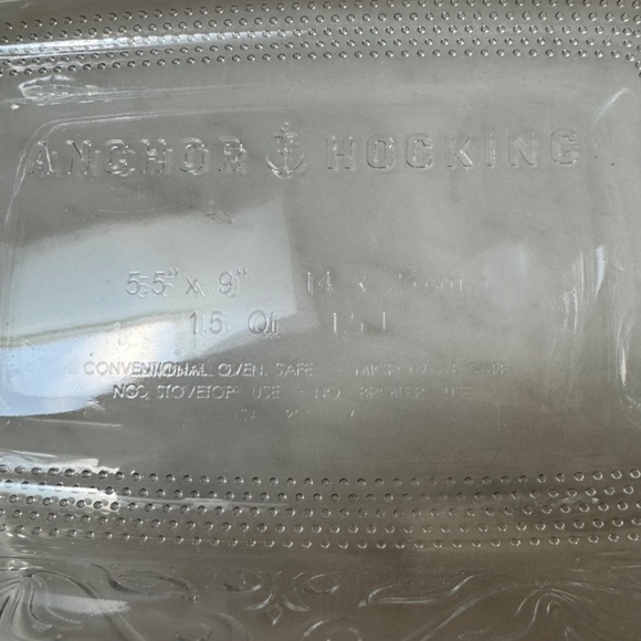 Anchor Hocking Clear Laurel Embossed Glass Loaf Pan 5.5" X 9" Inch 1.5 Qt USA - Picture 5 of 9